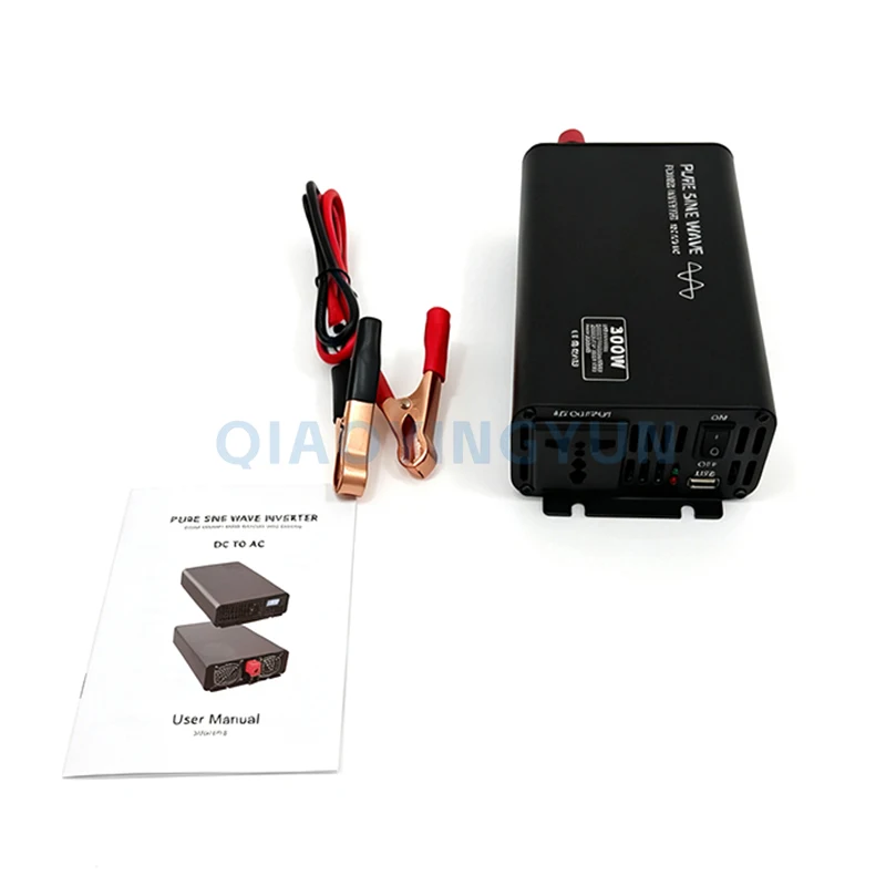 Household High-quality 12V 24V 48V 60V 72V 84V DC to AC 220V Black Pure Sine Wave Inverter 300W Converter Power