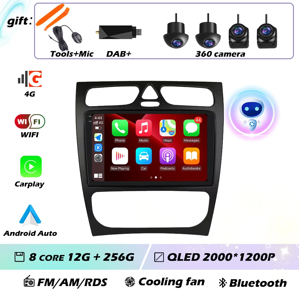 Voor Mercedes-Benz EEN W168 C W203 G W463 Vaneo Vito Viano CLK Klasse C209 Android GPS Autoradio Multimedia Video speler Carplay 4G