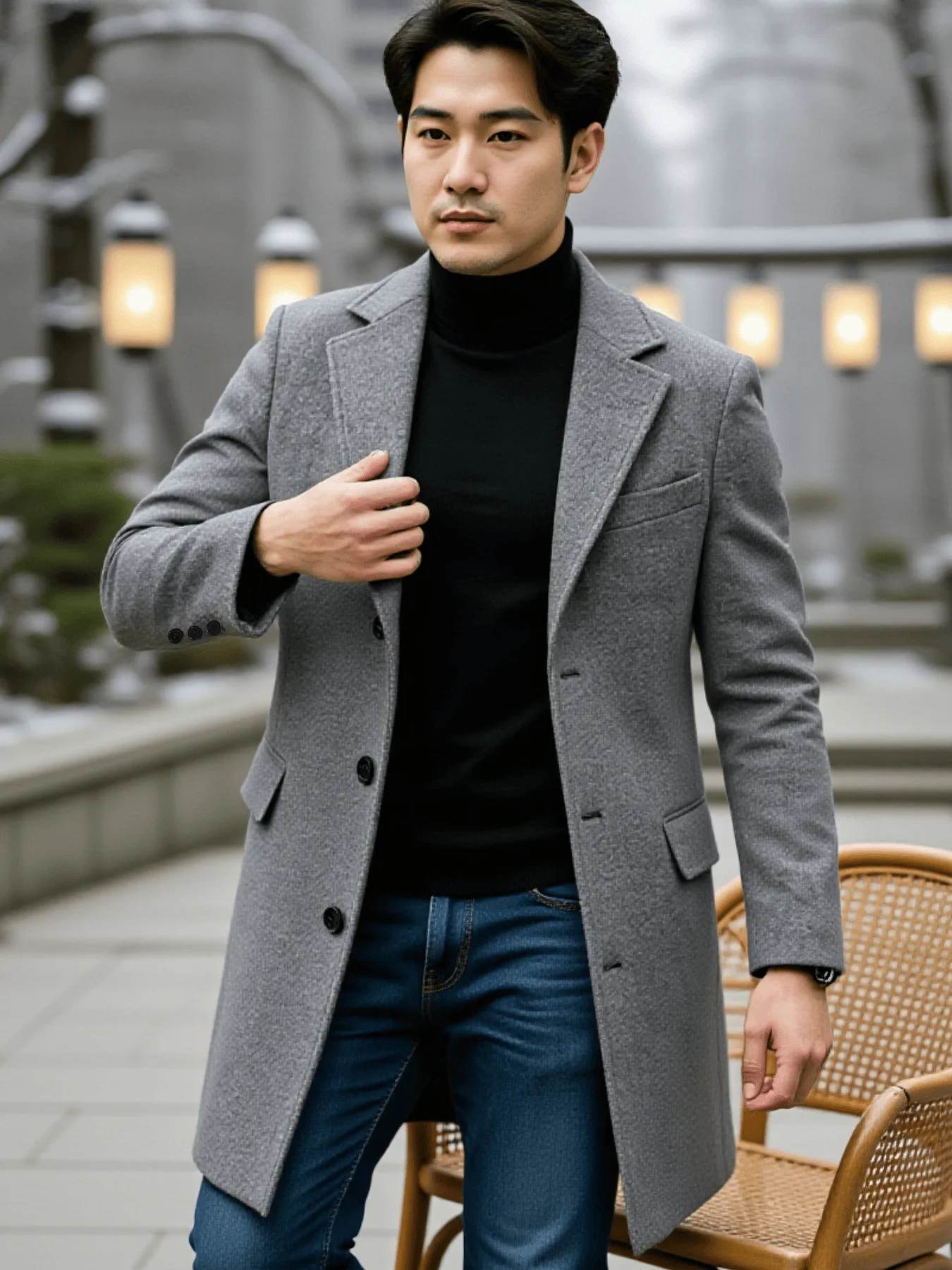 

Single-Button Windproof Jacket for Men, Pure Color, Street Style, Casual Fashion, Korean, Japanese Inspired Coat