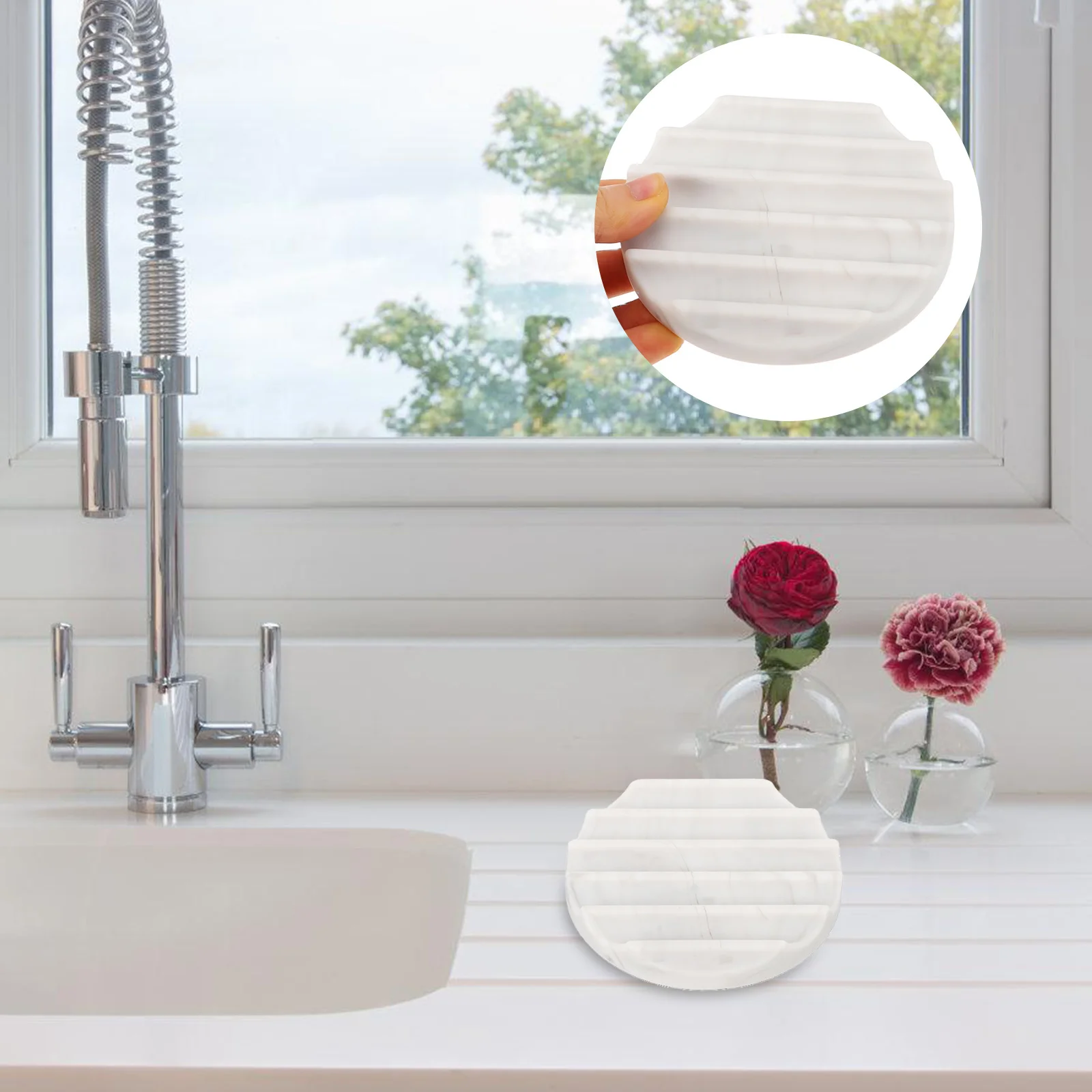

Round Silicone Dish No Drill Bar Soap Holder For Bathroom Kitchen Drainable Soap Tray Lightweight Storage Container
