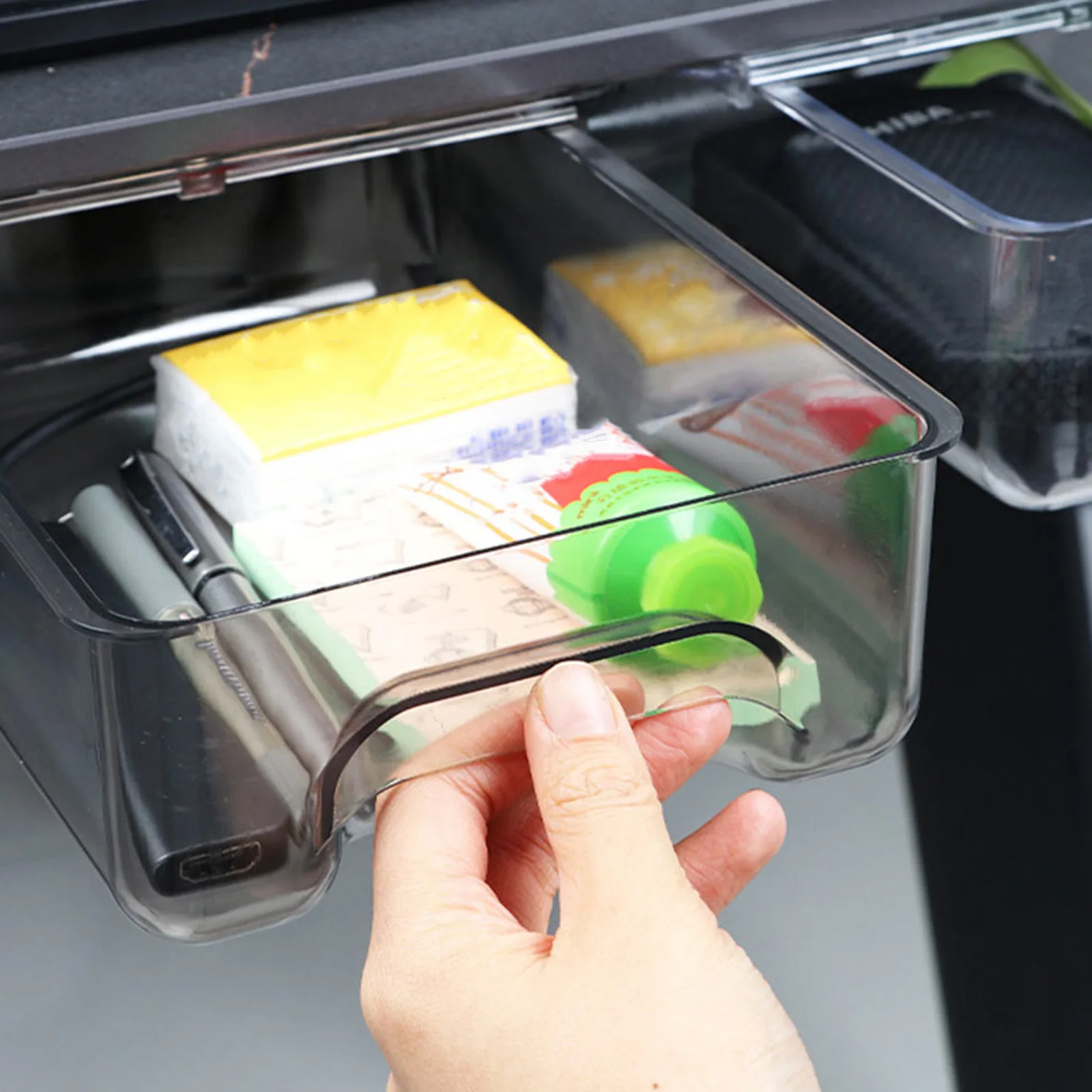 

1Pcs Under Desk Drawer Box Drawer Style Desk Pen Box Transparent Organizer for Home Office School Classroom Kitchen Bathroom Use