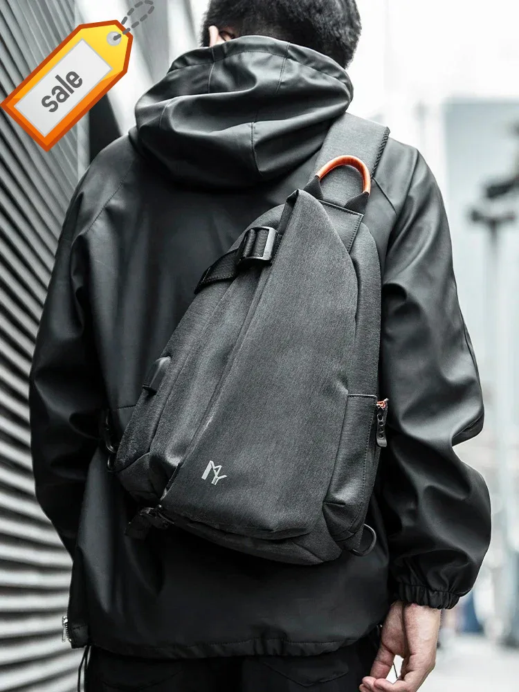 

2025 Fashion Men Crossbody with USB Charging Large-capacity iPad Waterproof Chest Sport Motorcycle Shoulder Bag