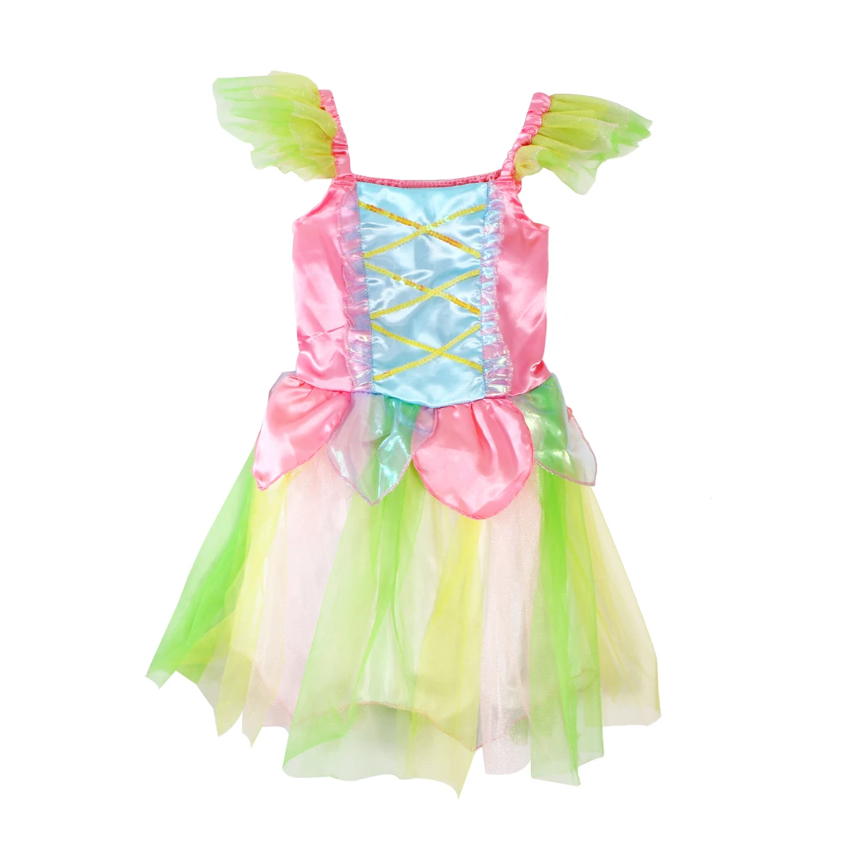 

Princess Performance Costume Rainbow Color Wings Kids Dress Girls Fairy Costumes Angel Cosplay Dresses Soft Material Comfortable