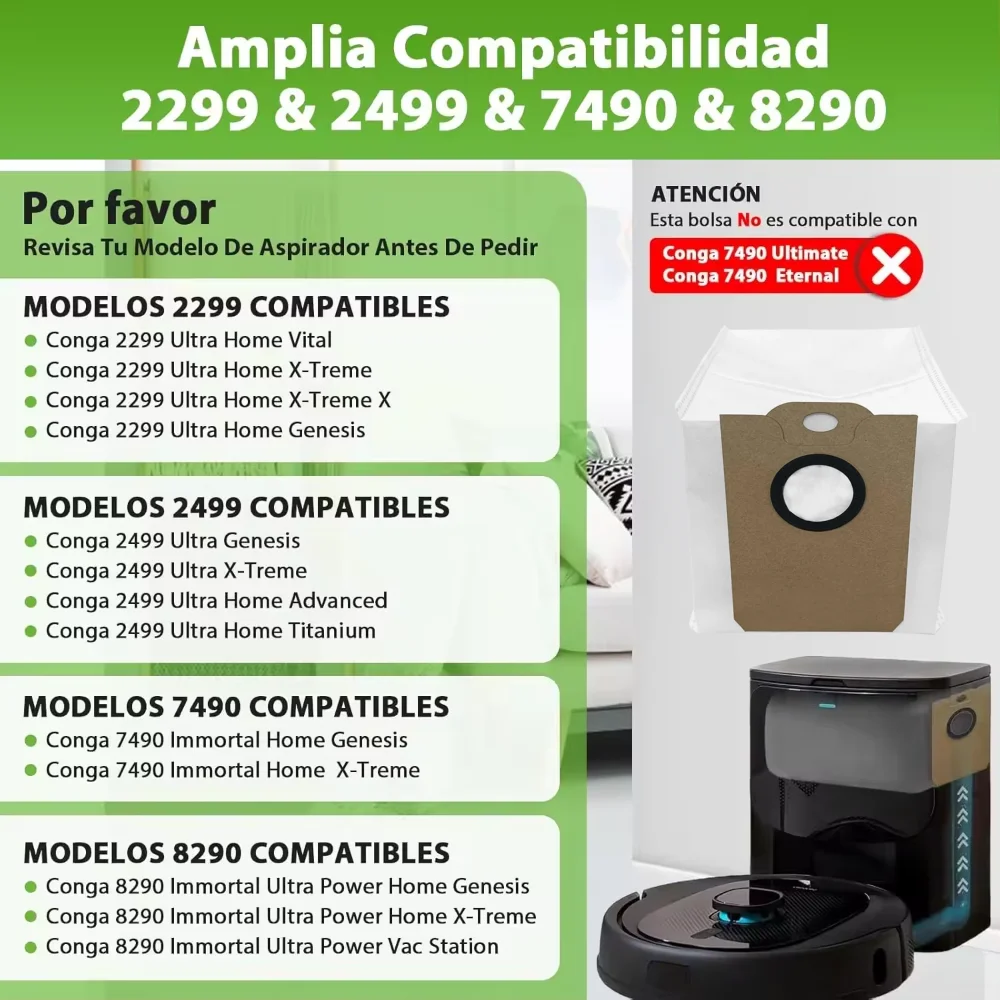 Подходит для модели пылесоса Conga 2299 2499 7490 8290, нетканый мешок для пыли, сменные аксессуары