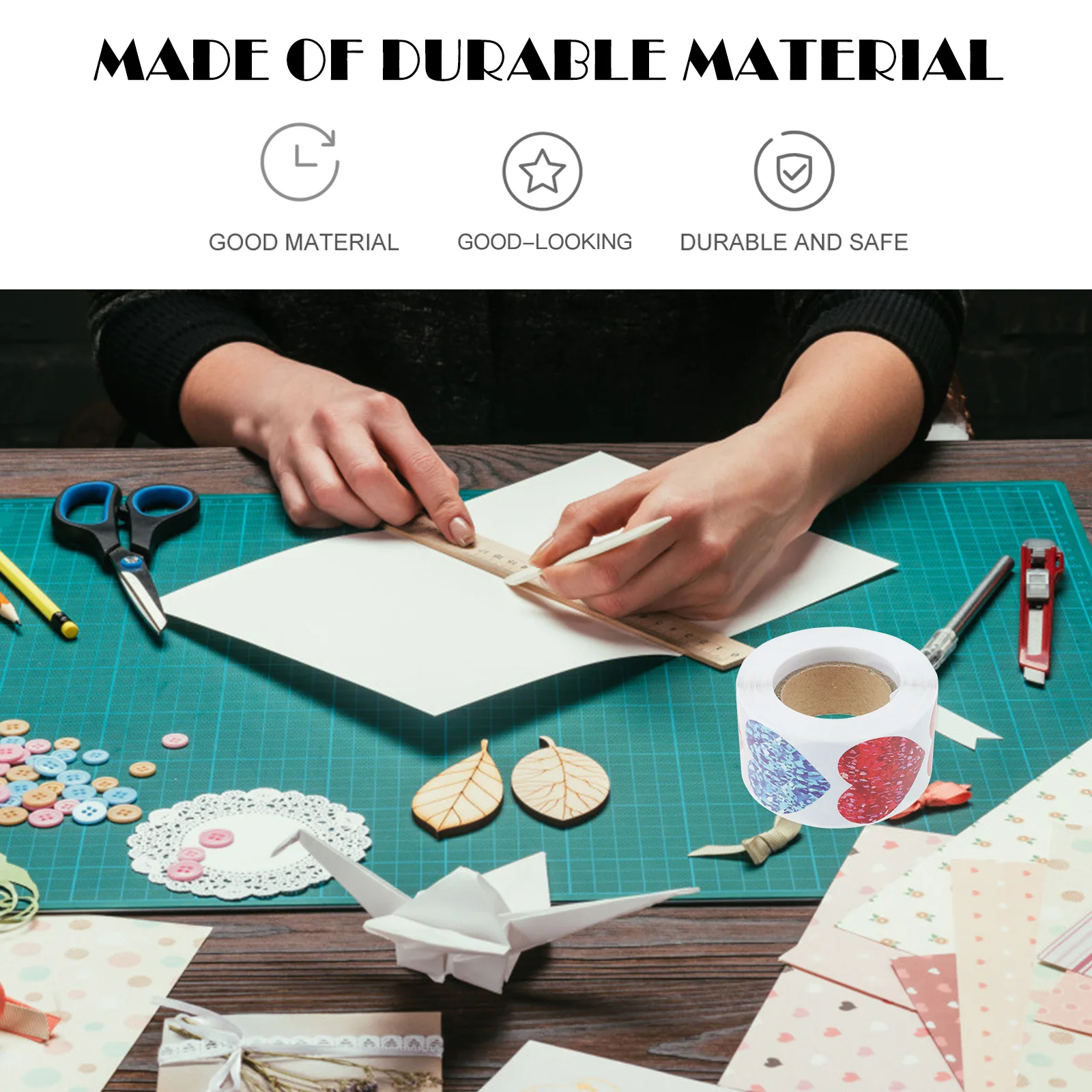 

1 Roll Heart Patterned Gift Stickers Strong Adhesive Baking Sealing Labels Valentines Day Wrapping Party Decor