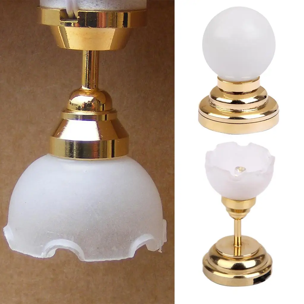 

Dollhouse Miniature LED Lamp 1 12 Scale Metal Desk Lighting Mini Resin Table Light for Dollhouse Furniture Decor