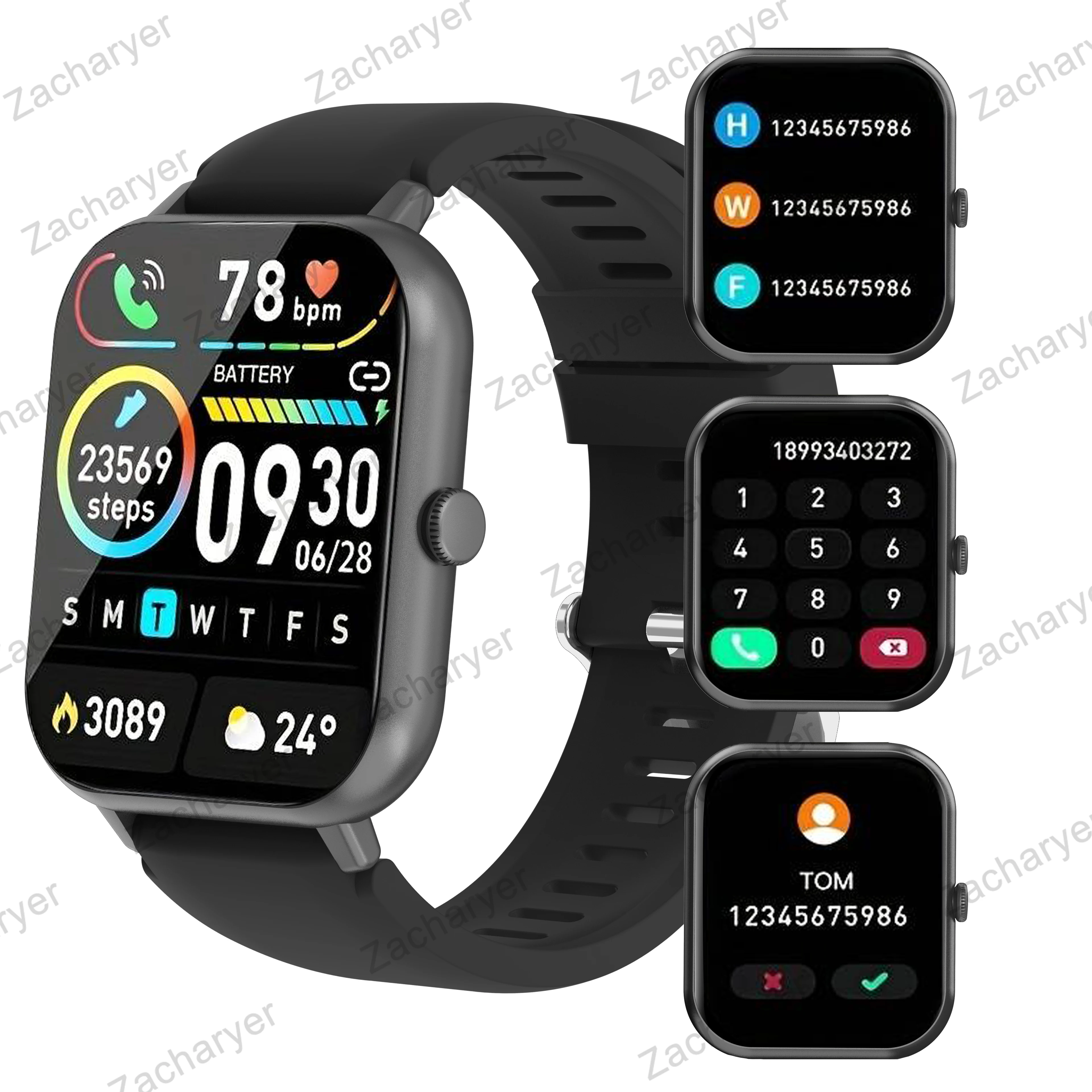 Smart watch, wireless calling/dial,  Music control, information reminder, Various APP Reminders, for iPhone/Andriod