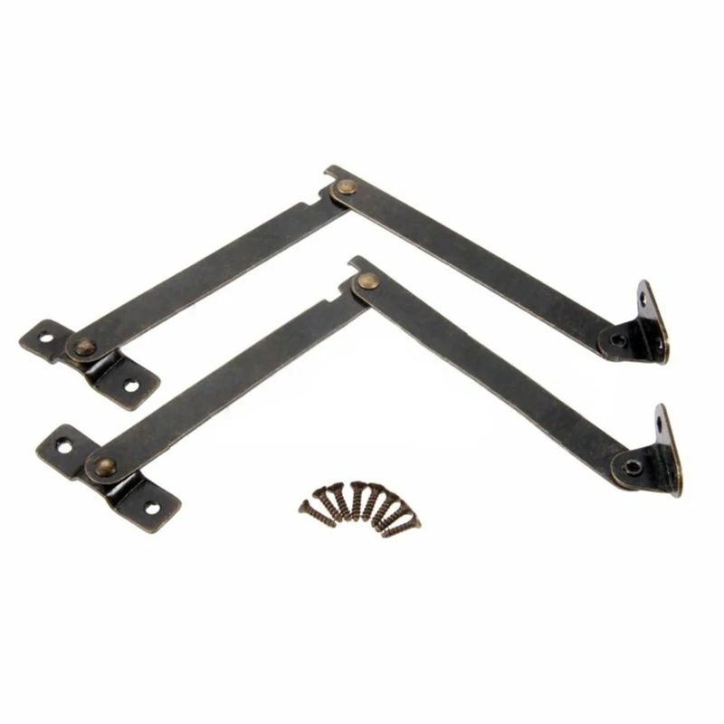 2PC Antique Bronze Lid Support Hinges Kitchen Cabinet Door Support Rod Adjustable Hinge Furniture Furniture Hardware With Screws