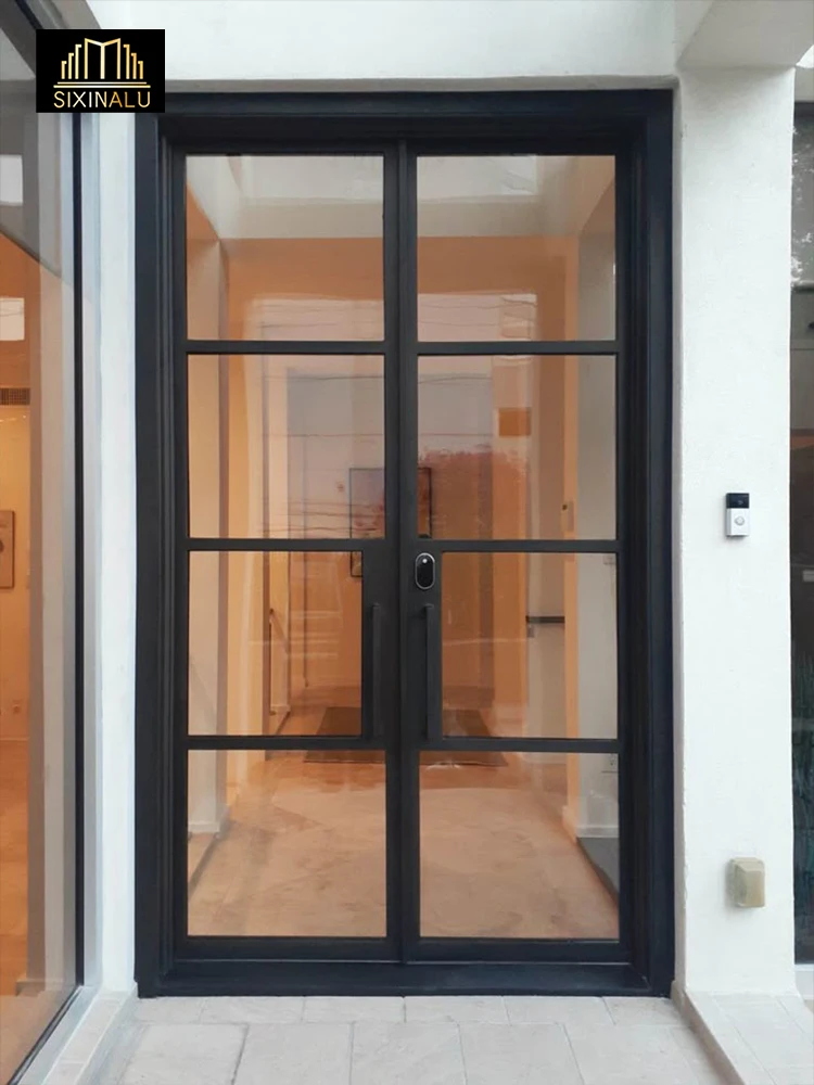 

Sixinalu Дверь с двойной створкой Входная передняя внешняя внутренняя дверь Алюминиевое стекло Французская дверь Домашний декор на заказ 1,8x2,2 м