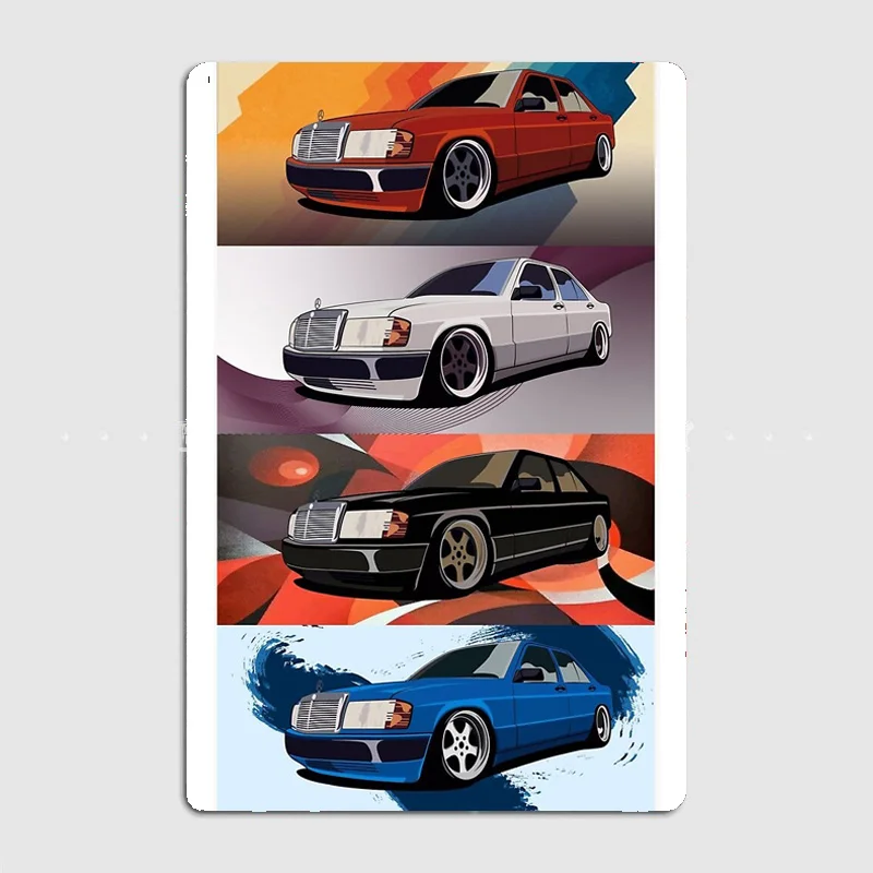 Luxury Car Evolution W124 E-Class Serie Poster Metal Custom Sign Living Room Wall Indoor Room Decoration Posters Home Decor