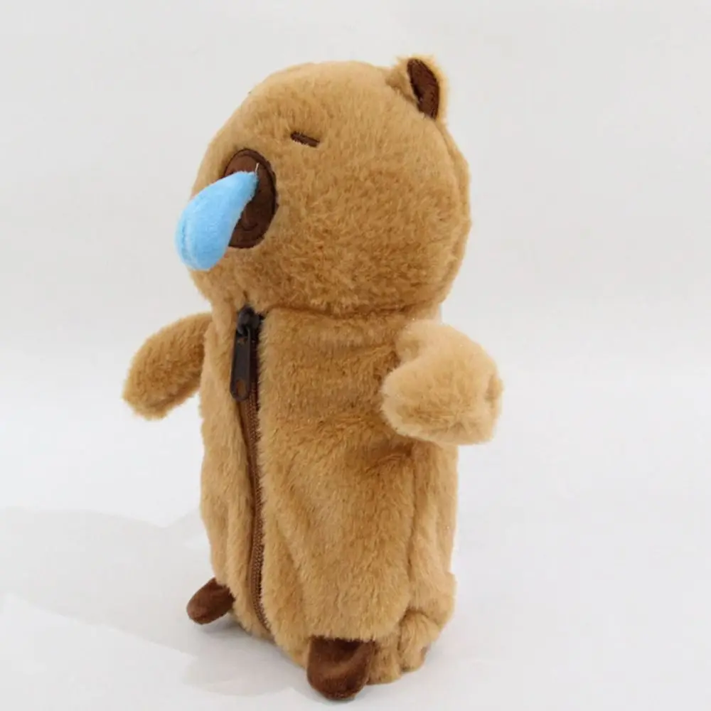Grande capacidade capivara caneta de pelúcia saco animal boneca zíper dos desenhos animados capivara boneca de pelúcia animal bonito capibara pelúcia lápis bolsa