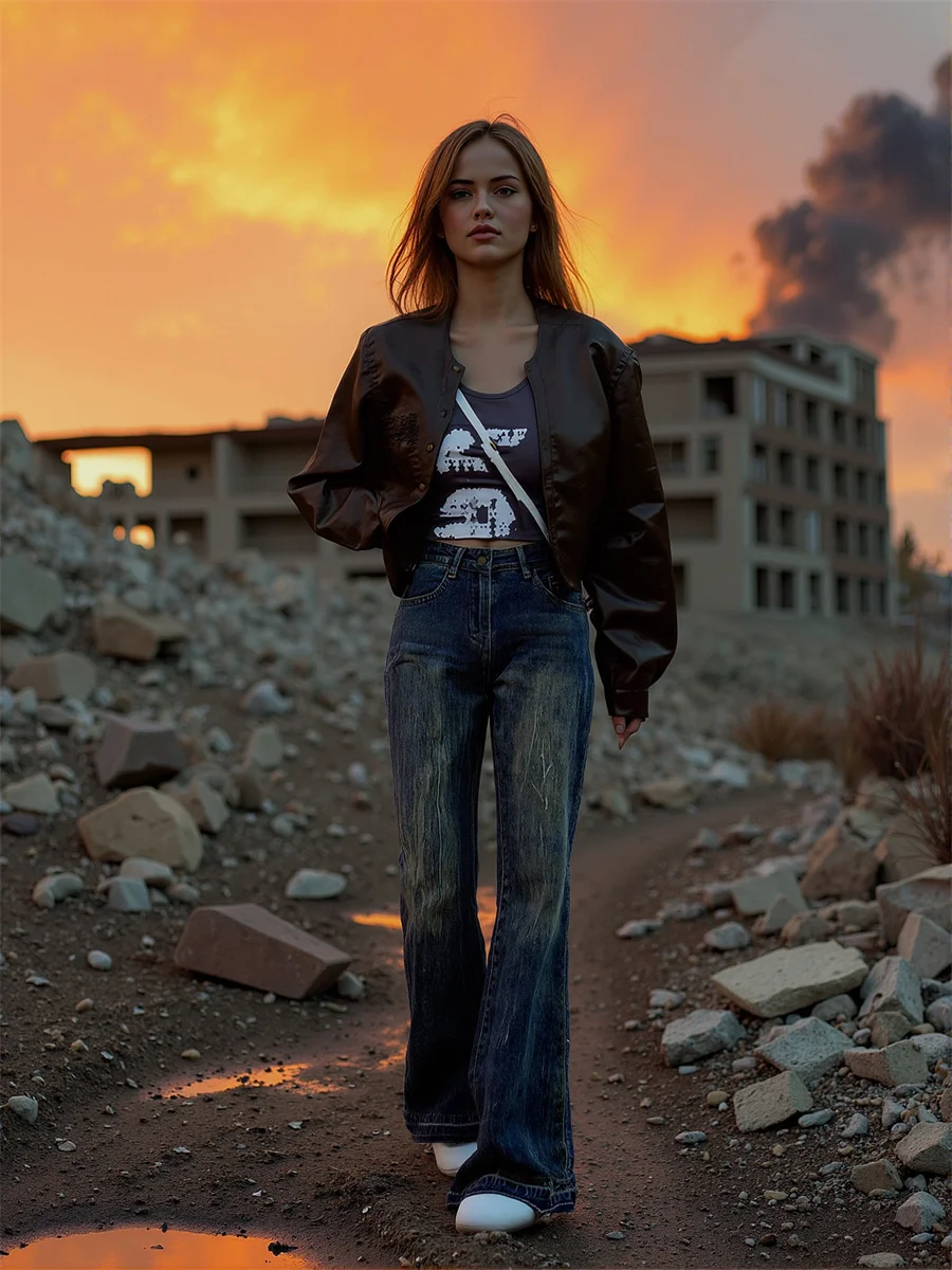 

Расклешенные потертые джинсы, брюки для женщин, джинсовая женская одежда, осенние лоскутные брюки-кюлоты Ulzzang для поездок на работу, офиса, профессиональная повседневная одежда