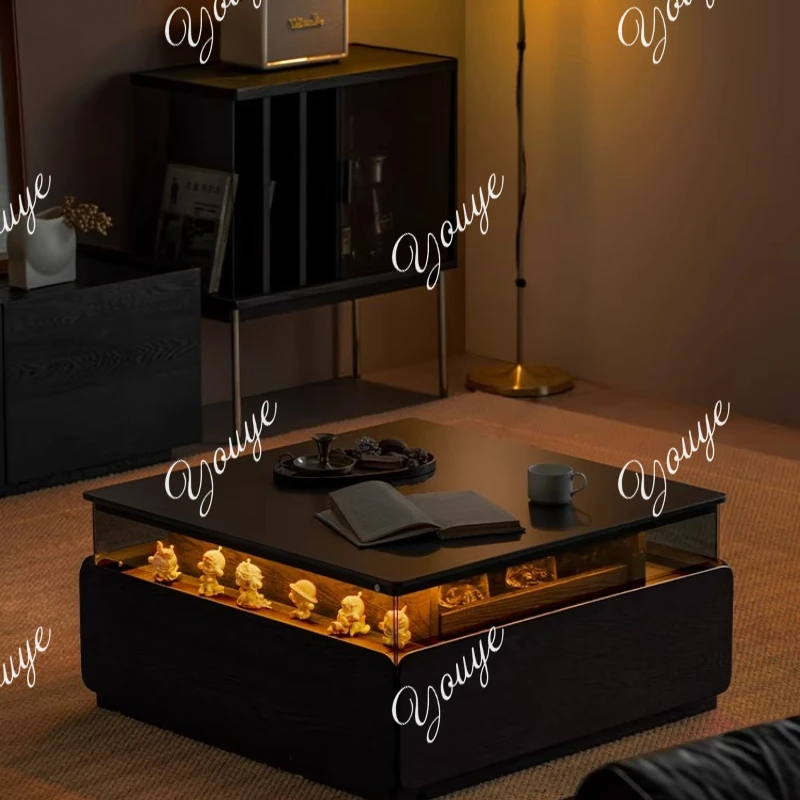 

Manxing coffee table rock slab coffee table lighting atmosphere solid wood with black modern minimalist home living room