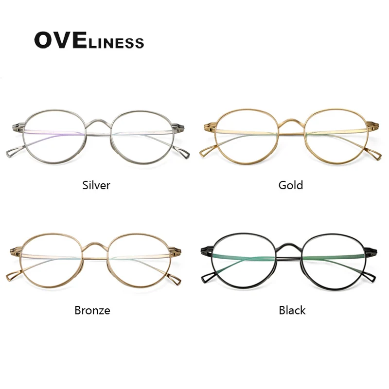 Pure Titanium Glasses Frame Men Women Retro Round Prescription men's Eyeglasses frames 2023 New Vintage Optical Myopia eyewear image 5