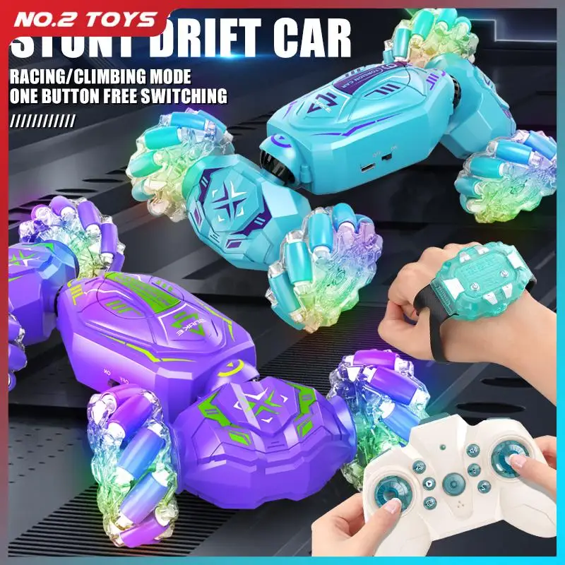 2.4G Remote Control Twist Car Children's Toy Gesture Induction 4WD Off-road Climbing Vehicle RC Stunt Drift Car with Music Light