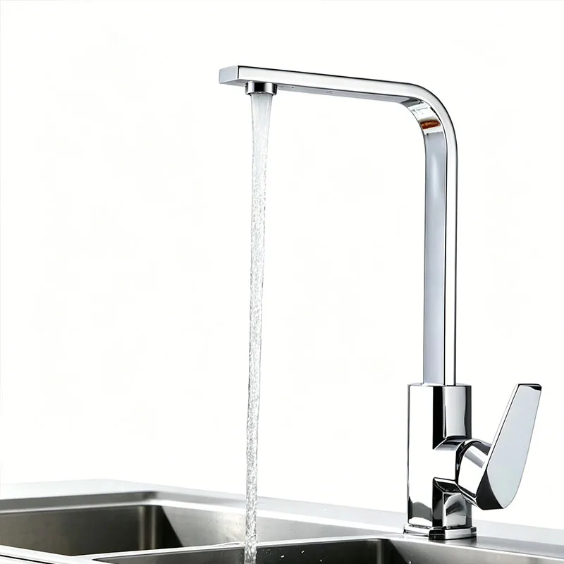 

Durable Kitchen Faucet with Ceramic Valve Core, Multi-layer Electroplated Single Handle Mixer Tap, Hot Cold Water Tap