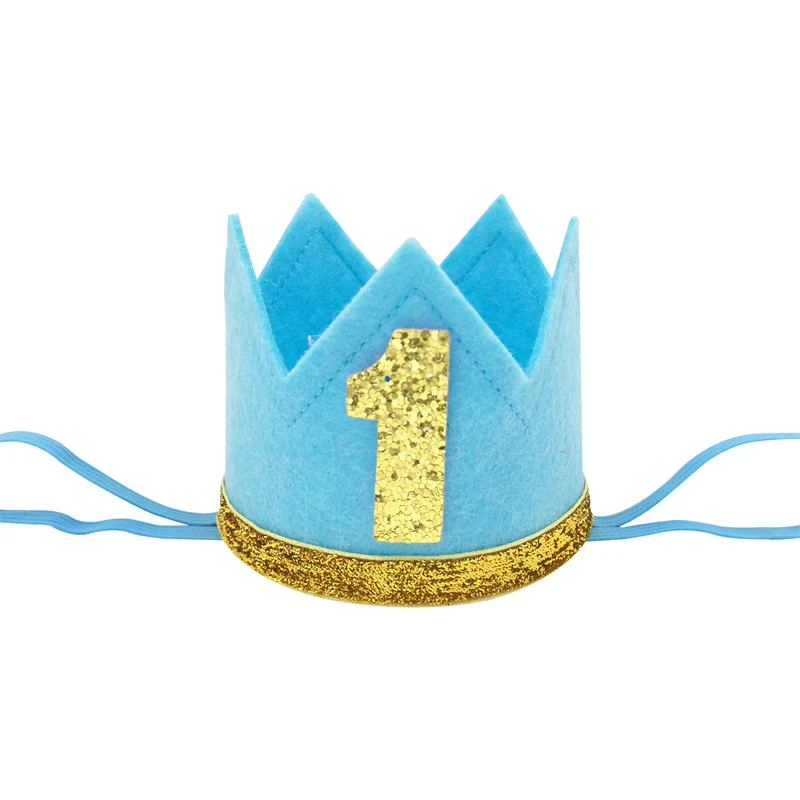 1Pcs non-woven fabric 1 2 3 One Happy Birthday Party Baby Crown Headband Hat Birthday Baby Shower 1st Birthday Party Decoration