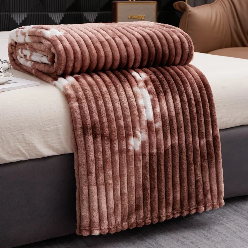 Blanket for Bed Couch Sofa ,3D Striped Jacquard Bed Blanket, Lightweight Cozy Blankets for All Seasons Furry Shaggy Blanket