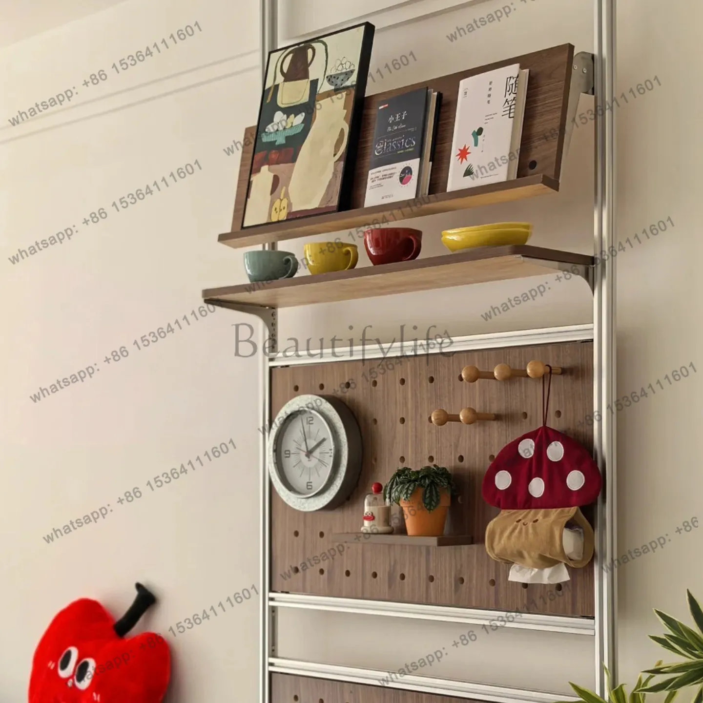 Modern simple aluminum profile birch hole board storage cabinet creative storage rack display cabinet