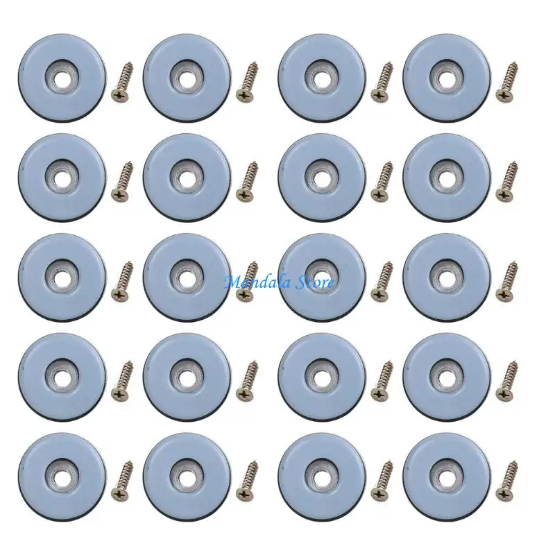 U2JC Pack Of 20 Reusable Furniture Sliders With Screws for Wood Floor Chair Leg Protectors Scratch Noise Reductions Glides
