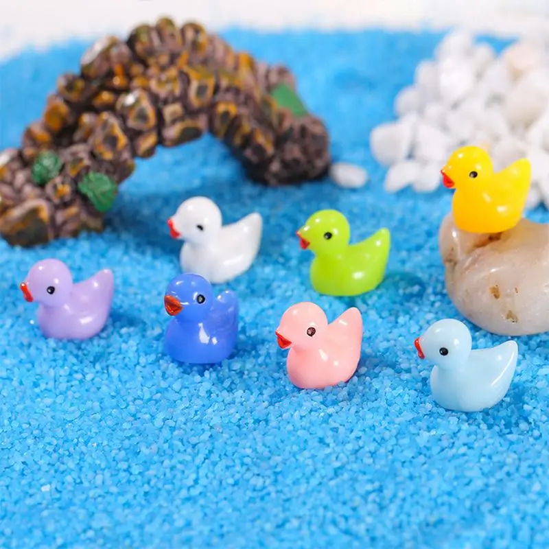 100Pcs/set Miniature Tiny Ducks Christmas Party Fairy Garden Mini Cute Little Yellow Duck Resin Crafts For Home Plants Decor