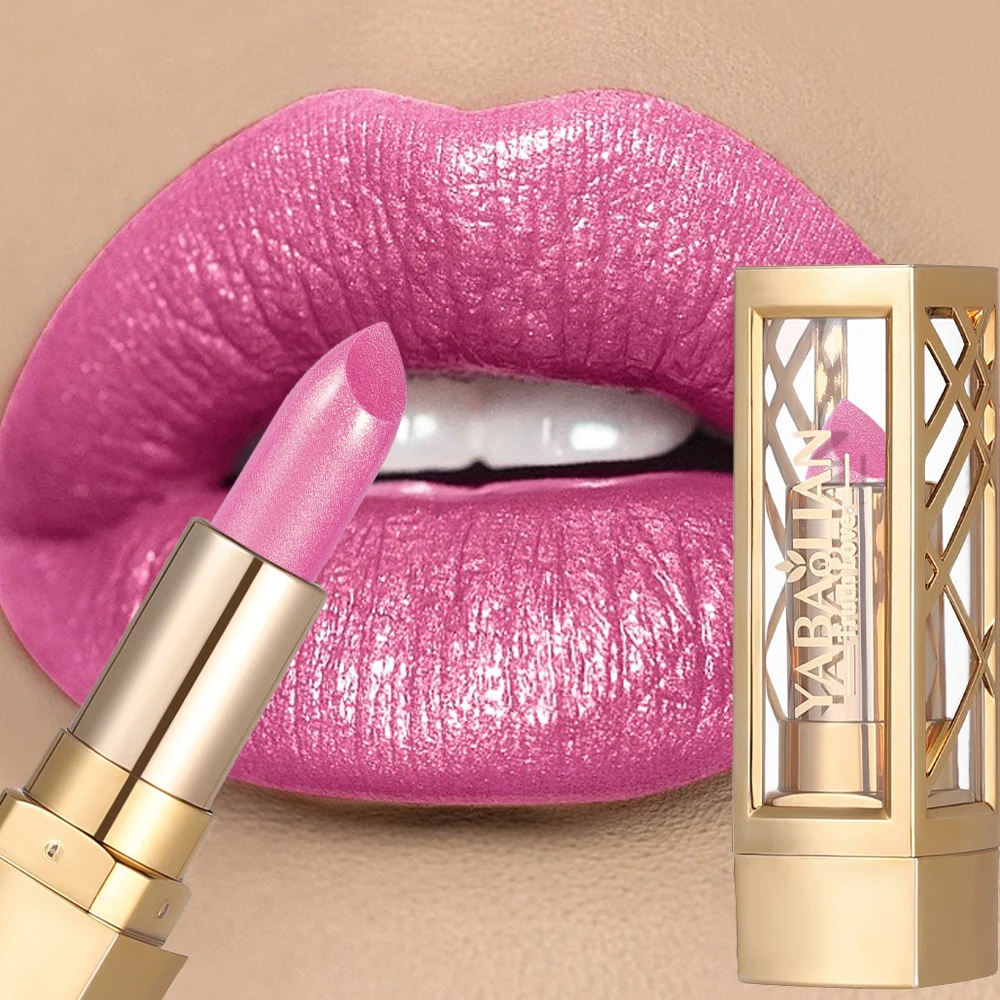 Lápiz labial tallado hueco, brillo nacarado, terciopelo brillante, rojo, marrón, resistente al agua, duradero, rosa desnudo, lujoso brillo de labios brillante