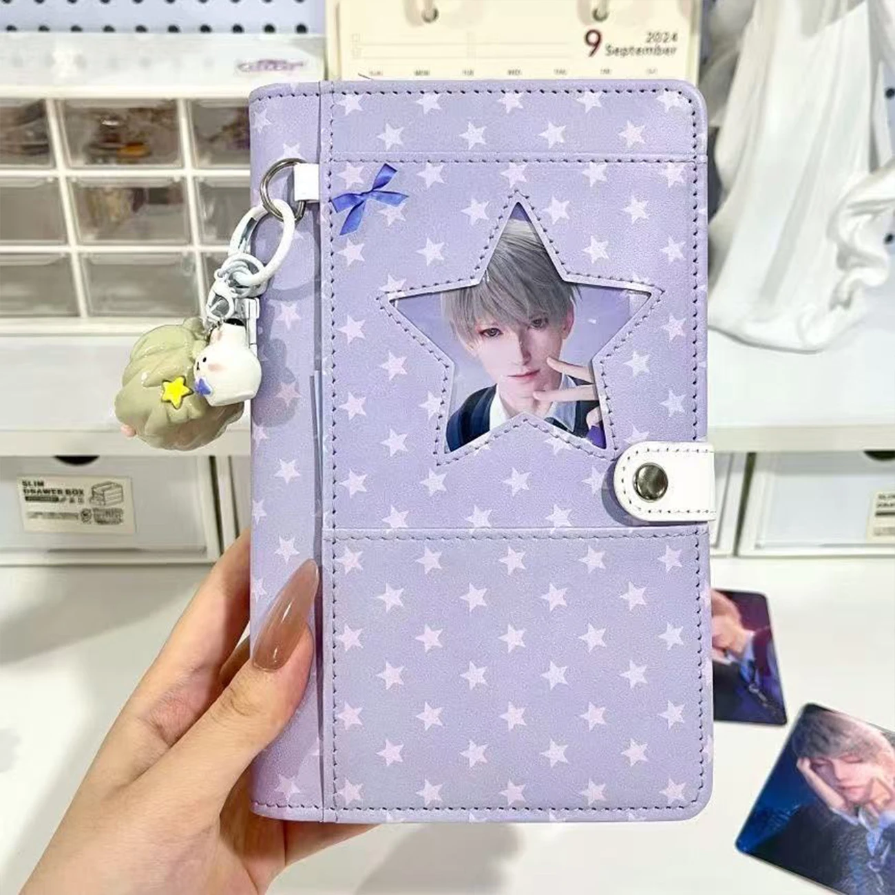 Cuaderno de Hojas Sueltas A6 con Diseño de Estrella Morada, Estilo Japonés, para Estudiantes, para Registrar Cuentas, Escribir Notas, Diario, Regalo Bonito
