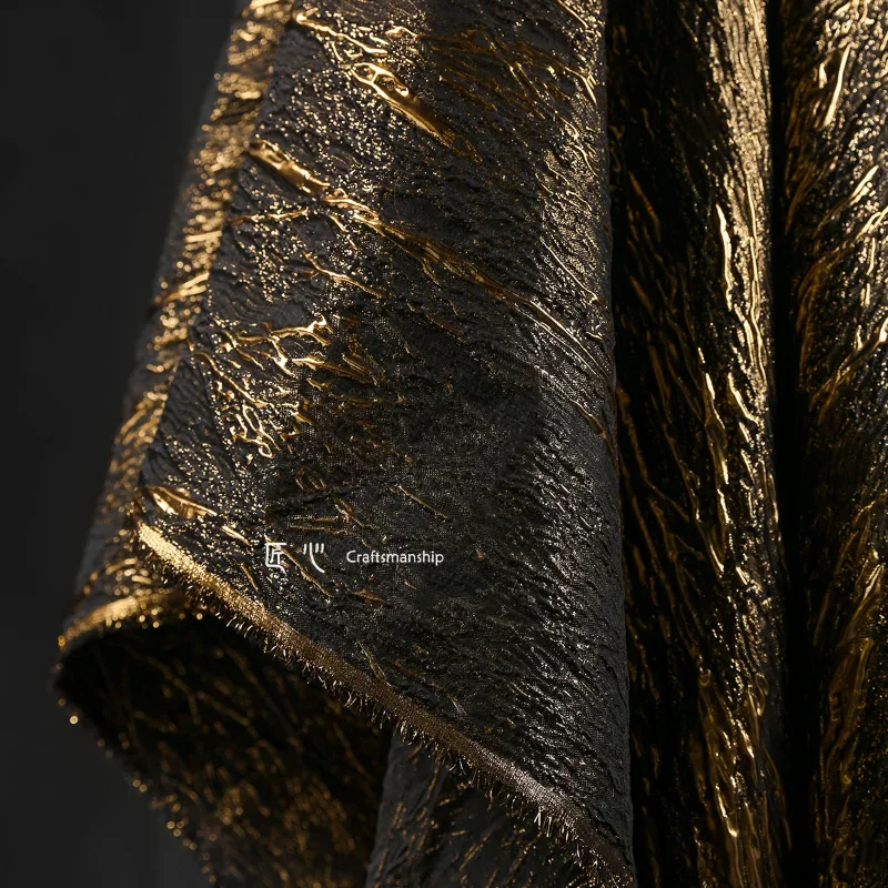 Jacquard Fabric Black Gold Creative Retro Heavy Texture Clothing Design Wholesale Cloth Apaprel Sewing Diy Meters Material