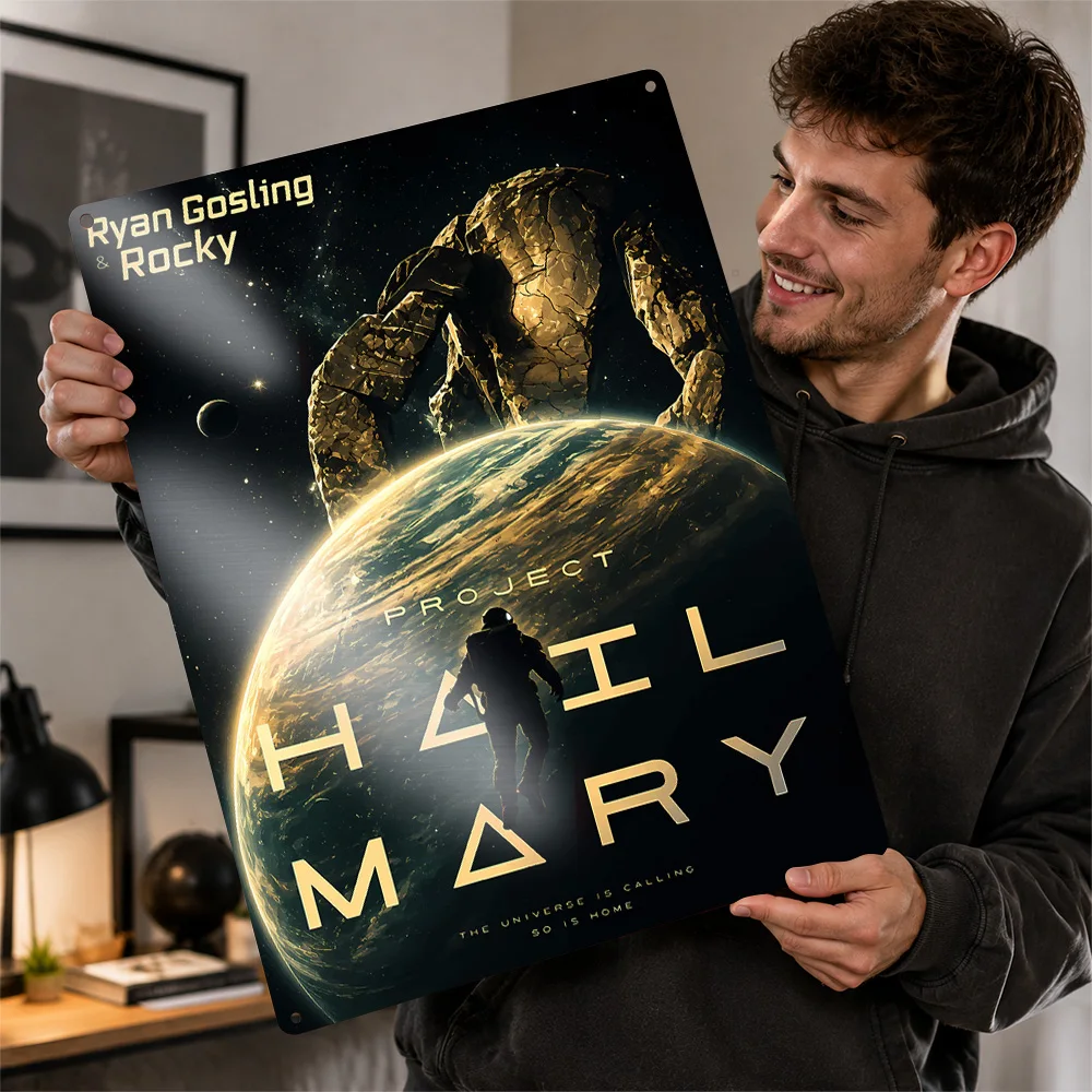 Project Hail Mary Movie Poster Cinema Wall Art Customized Retro Metal Sign for Man Cave Home Decor Film Fan Gift Room Decoration