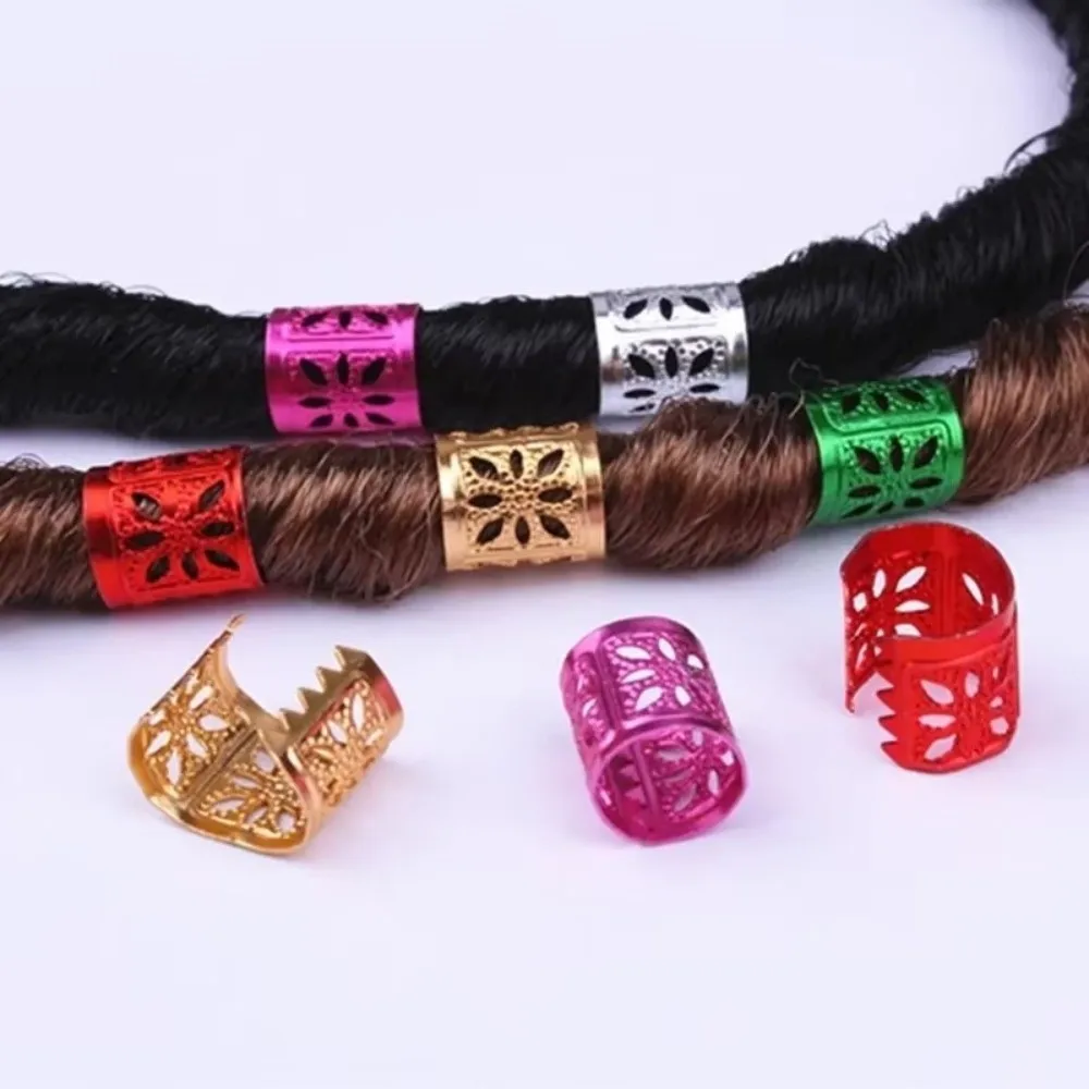 100PCS Colorful Hair Jewelry Rings Aluminum Multicolor Braid Decoration Rings Steel Ring Inserts Flexible Opening