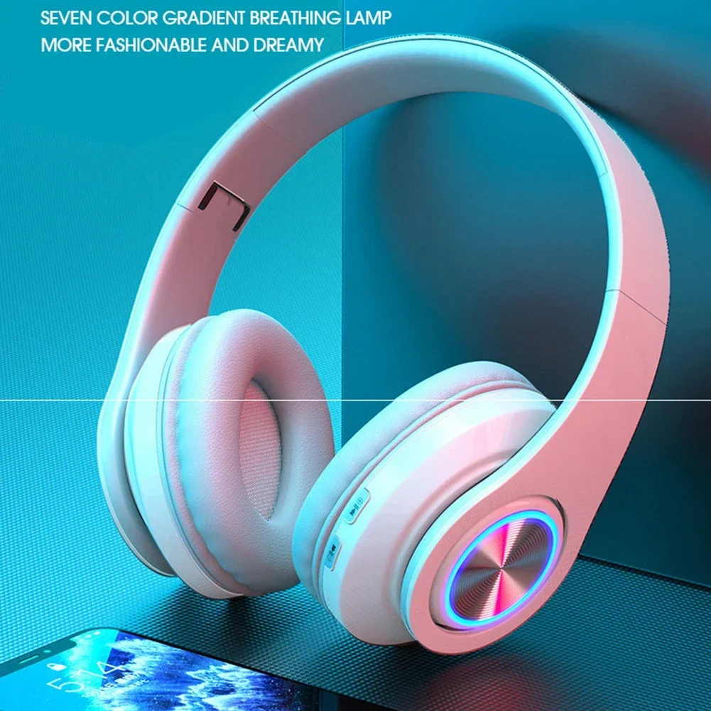 

B39 Headphones With Wireless Colorful Lights Plug-In Card Game Sports Wireless Bluetooth Headset Low Latency Earphone Bluetooth