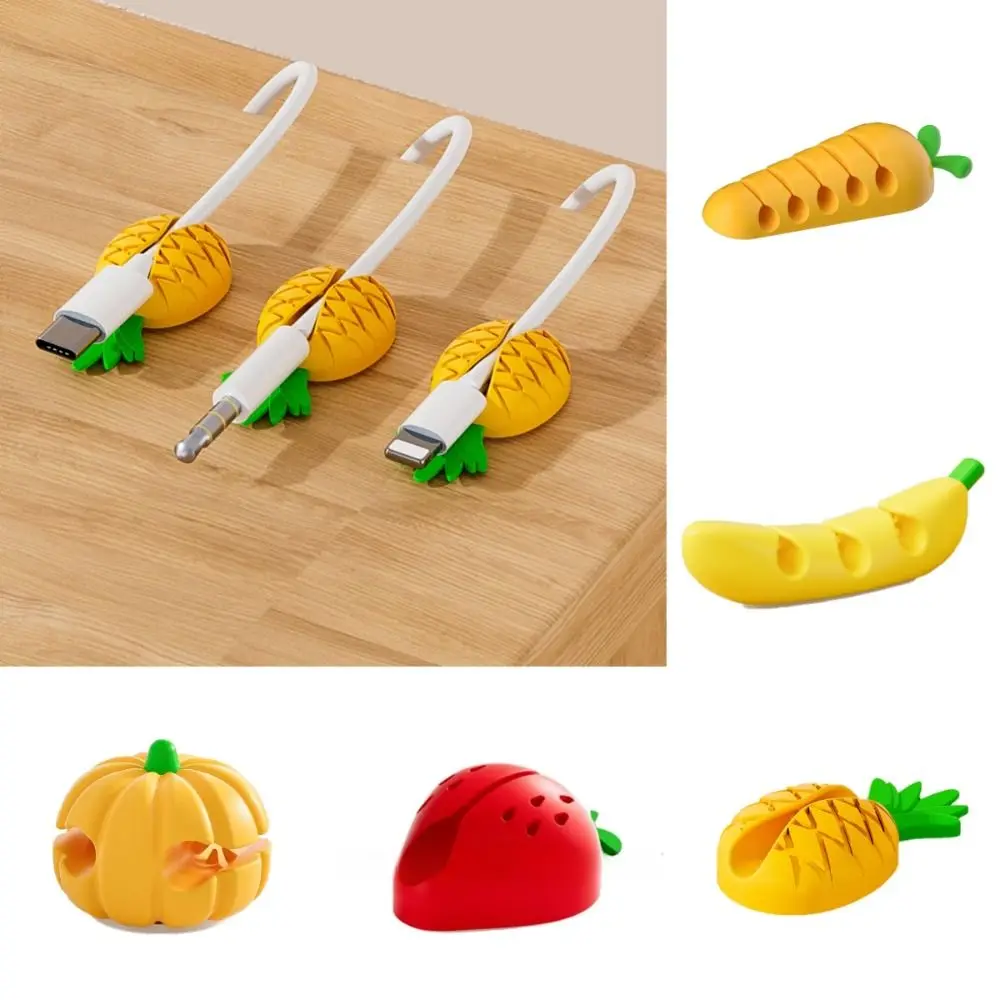 5 uds nuevo organizador enrollador de cables en forma de fruta TPR lindo soporte de cables calabaza plátano zanahoria Mini Protector de cables para escritorio ordenado