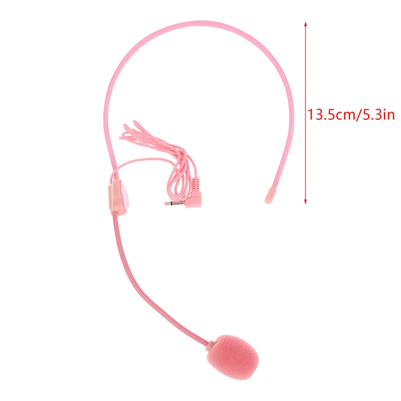 1pcs 3.5MM Headworn Wired Microphone Headset Pink Voice Amplifier Speaker Clear Sound Mic For Conference Guide Speech Teacher