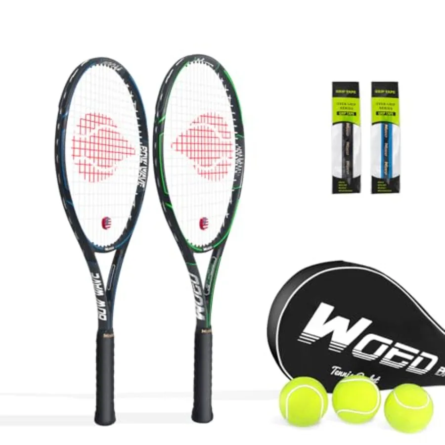 

Adult 2 Player Tennis Racket Perfect for Beginner and Professional Players 27" Speed Tennis Racquet Include Overgrips Tennis Ba