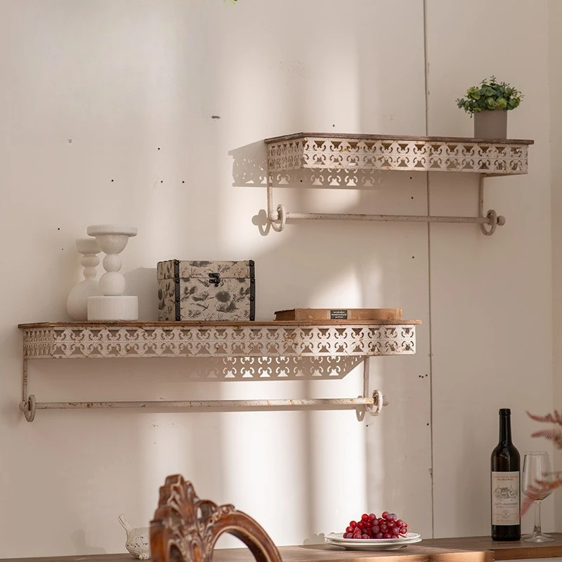 Bar restaurant background wall decorative rack American retro old baffle bedroom wall rack
