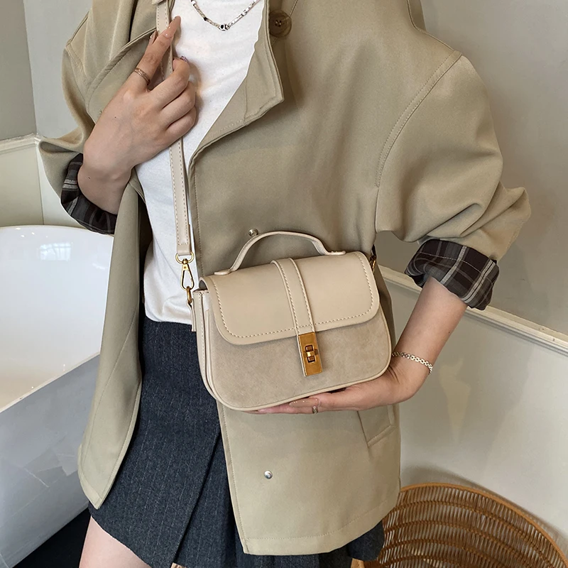 Branded Mini Square Flap Cross Body Bags For Women 2025 Latest Luxury Designer Purses And Handbags PU Suede Shoulder Saddle Bag