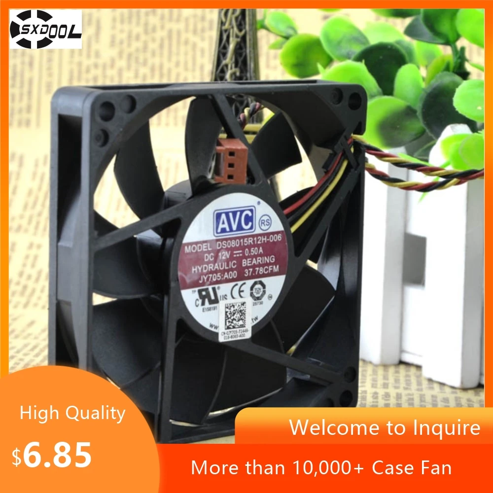 DS08015R12H -006 80mm 12V Case Fan for AVC 80X80X15mm DC Brushless Axial Fan 12v 0.50a