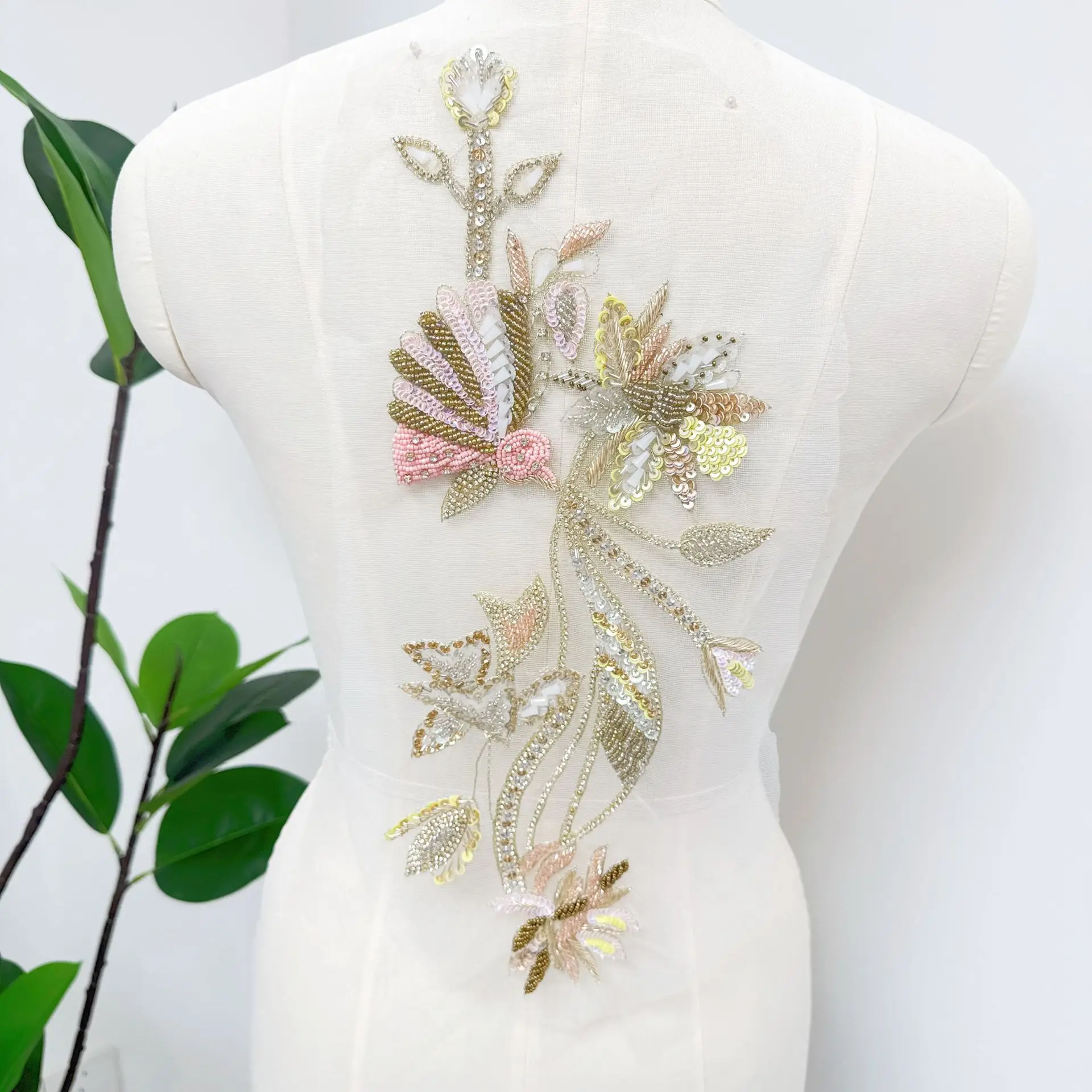 

A242 India Thread Heavy Mesh 3D Rose Applique Decorative Cheongsam Coat Patch Hole Cover DIY Trim