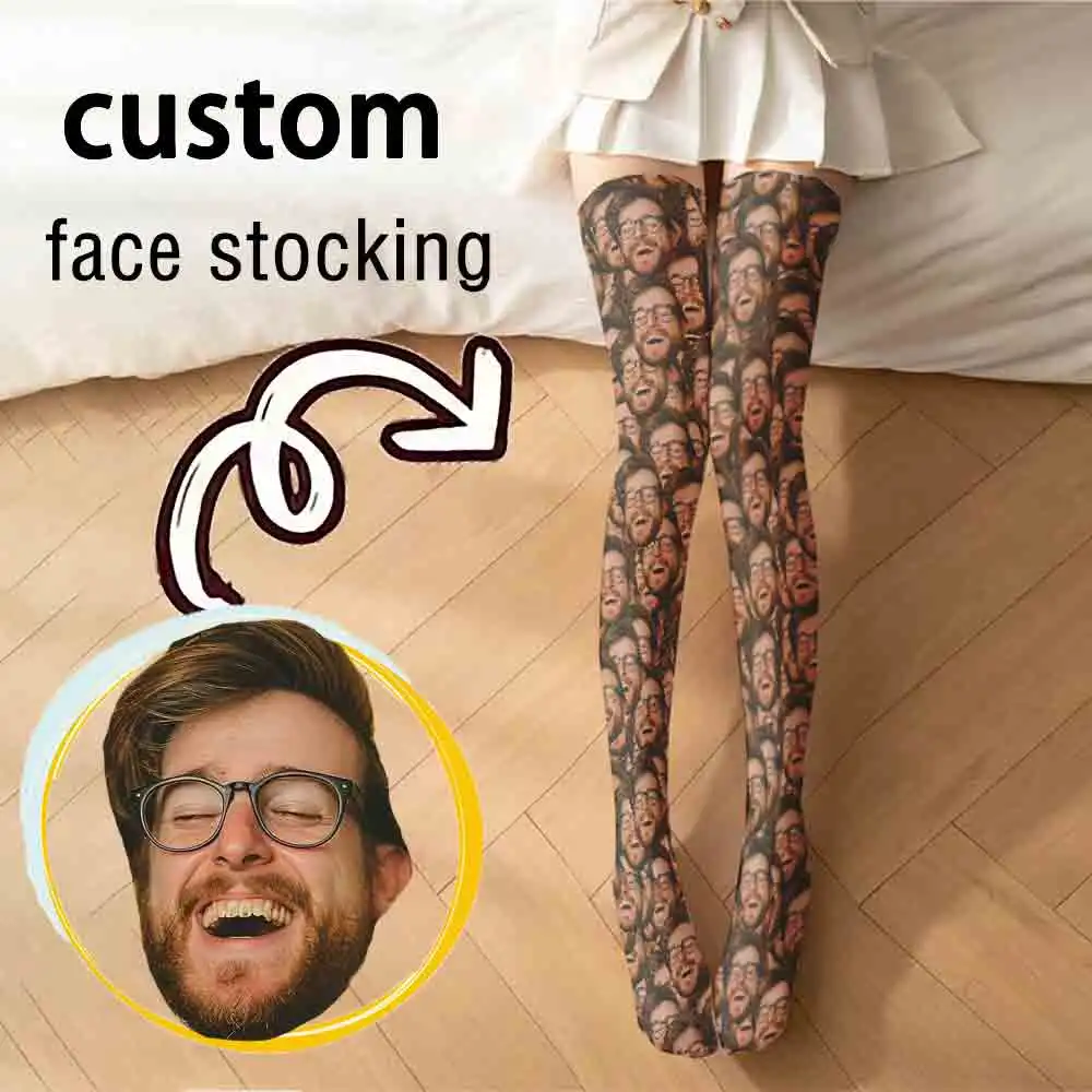 Customized personalized thigh stockings DIY fun face over the knee socks surprise gifts for your family and friends