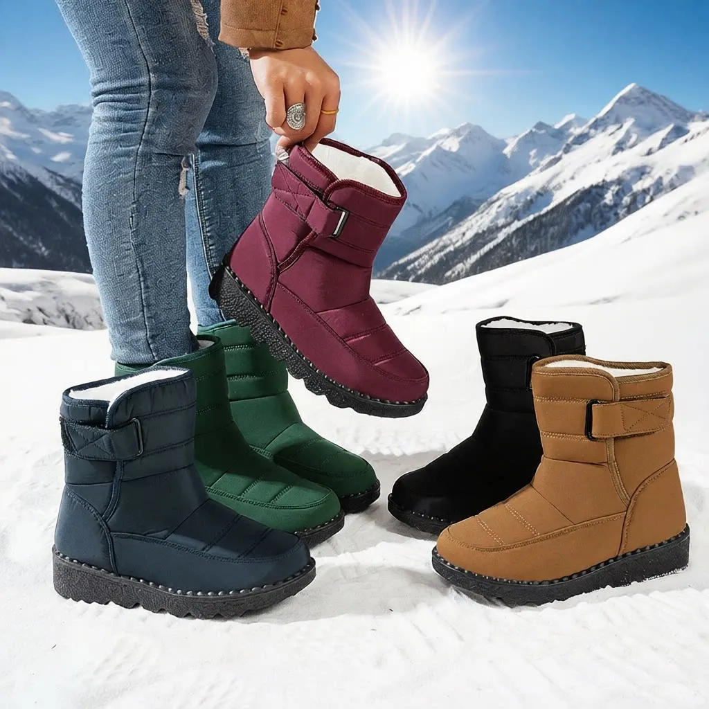 

Women's Winter Snow Boots Large Size 45 Fleece Lined Warm Cotton Mid-Calf PU Anti-Slip Bottom Casual Style Winter Boots