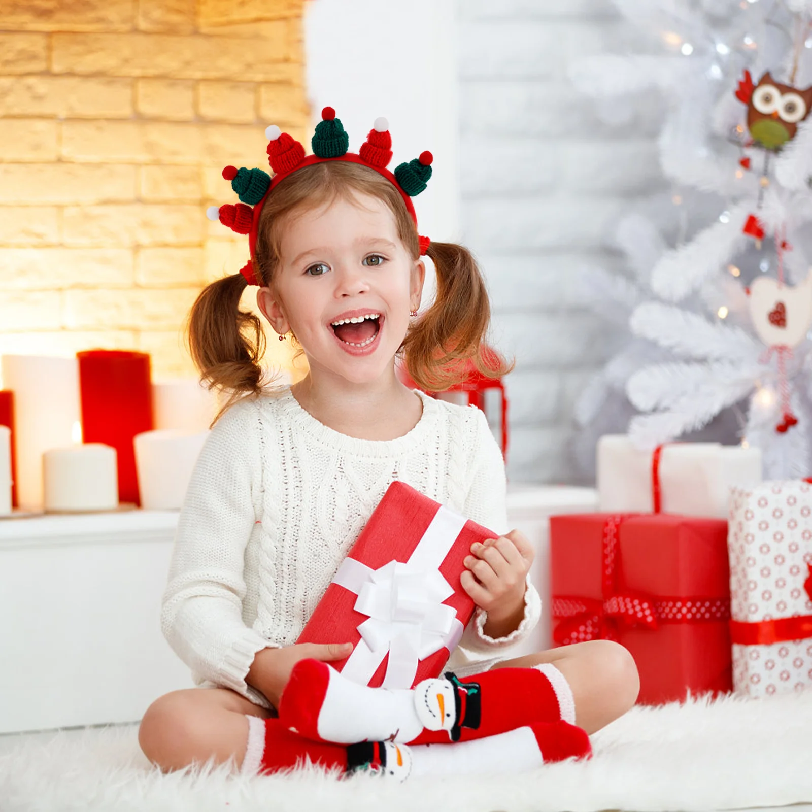 

1pcs Christmas Hat Headband Cute Mini Lightweight Holiday Party Hairband For Kids Adults Festival Cosplay Accessory