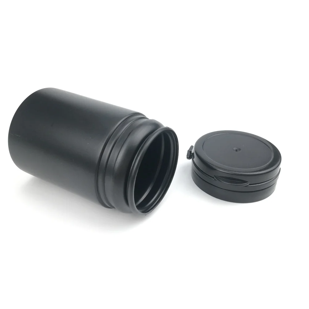 12pcs 60ml 2oz Black Plastic HDPE Straight Round Empty Plastic Pill Container Chewing Gum Bottle With Pull Ring Cap