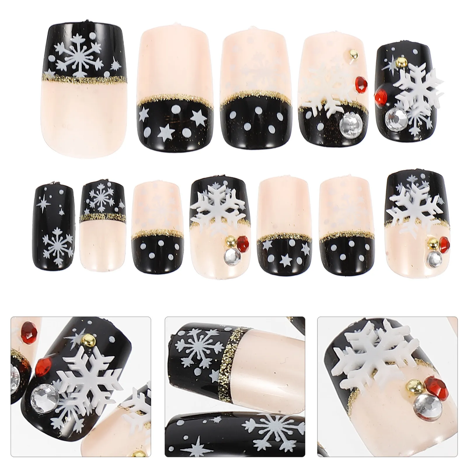 

48 шт. накладных ногтей на клейкой основе для женщин, разноцветные, из АБС-пластика, короткие, искусственные