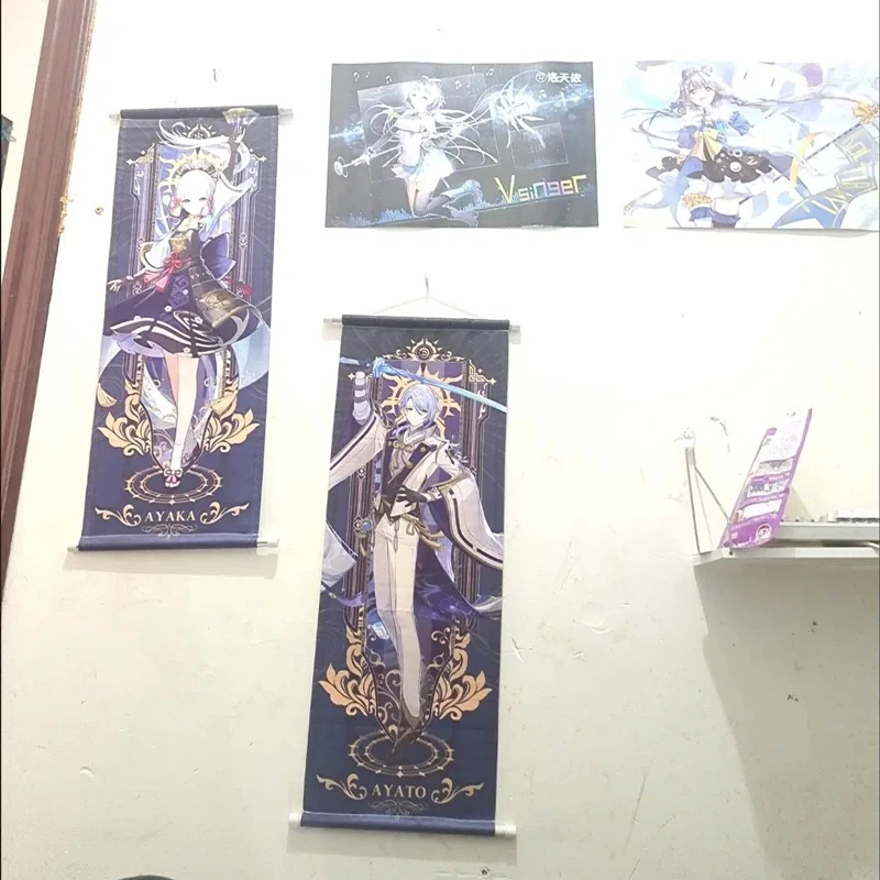 ผลกระทบเกม Sumeru layla nahida nilou cyno ภาพวาดผ้าไหมภาพวาดศิลปะบนผนังโปสเตอร์เลื่อนสำหรับห้องนั่งเล่นตกแต่งบ้าน