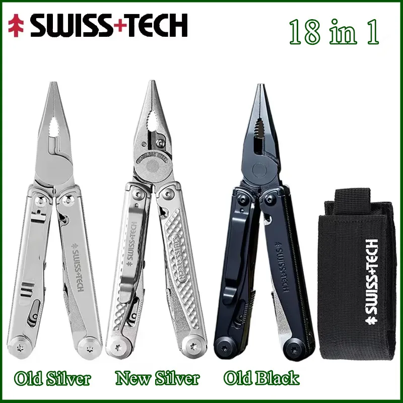 

SWISS TECH 18 in 1 Multitool Pliers Folding Multi-functional Combination Tool Pocket Knife Portable EDC Outdoor Equipment