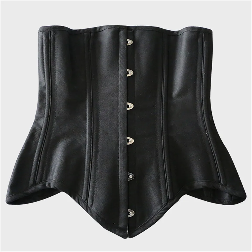 Damen-Unterbrustkorsett mit Stahlstäben, schlankmachendes Gothic-Bustier, Taillentrainer, Cincher-Gürtel, schwarze Outfits, Steampunk-Korsetts – Detail 7