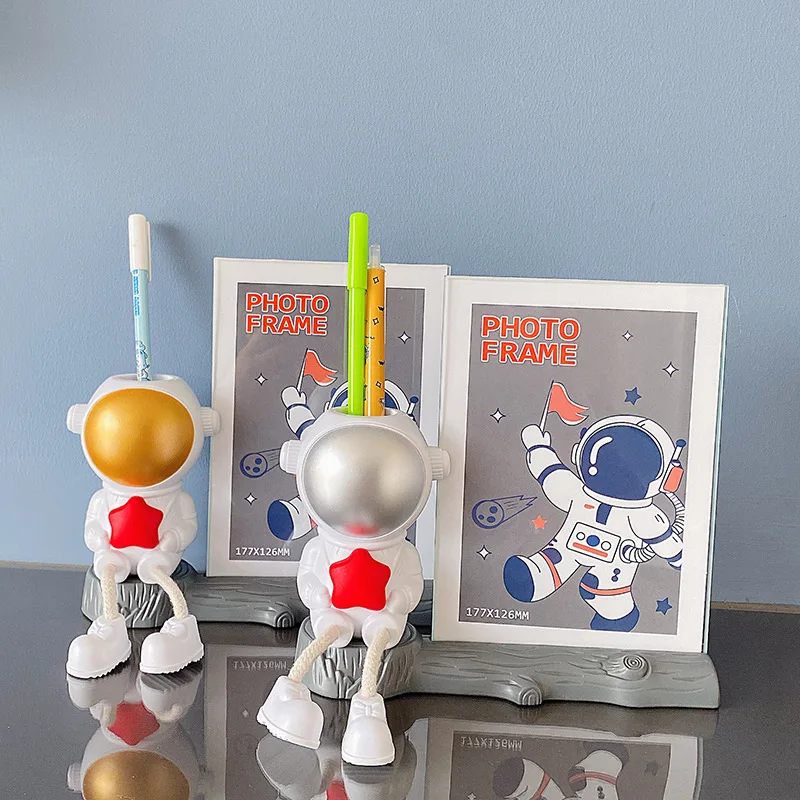 7 Inch Cartoon Picture Frame Astronaut Pen Holder Creative Cartoon Children's Table Home Baby Photo Frame Children's Room Decora