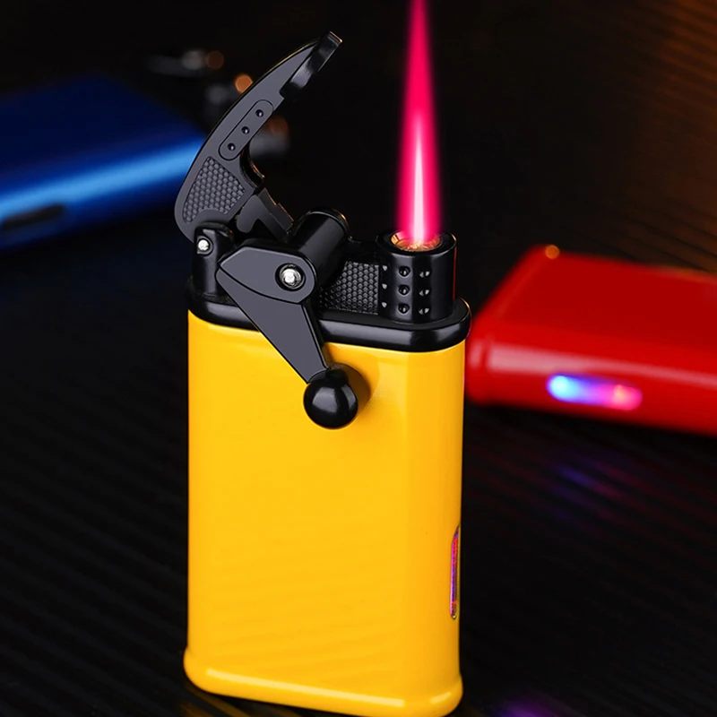 Rocker Arm Ignition Lighter Windproof Adjustable Red Flame Retro Torch Lighters Refillable Butane For Outdoor Camping Candles