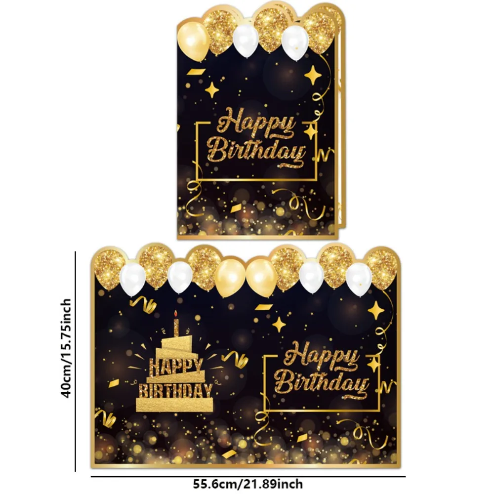 1 Stück Kreatives Papier-Gästebuch zum Geburtstag in Schwarz-Gold, Riesige Geburtstagsgrußkarte mit Botschaft zum Feiern – Detail 2