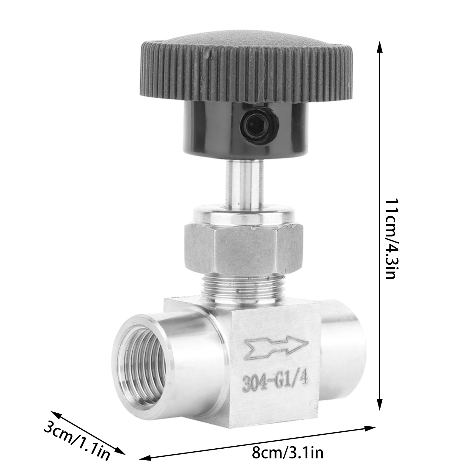 Stainless Steel BSPP Female Thread Straight Needle Valve for Water Gas Oil Transmission(Type B)